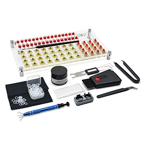 YIMAGUJRX RUNJRX 32 Switches Acrylic Lube Station,Keyboard Lube Kit,Switch Opener,Switch Lube,Switch Puller,Keycap Puller,Switch Lube Tool for Custom Mechanical Keyboard (12Pcs)
