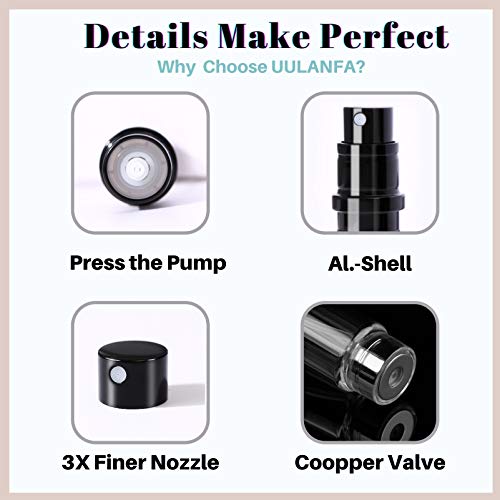 Portable Mini Refillable Perfume Atomizer Bottle Empty Pocket Size Cologne Sprayer for Travel 5ml (Y-Black)