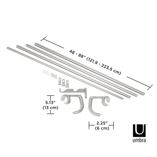 Twilight Double Curtain Rod Set – Wrap Around Design Ideal for Blackout or Room Darkening Panels, 48 to 88 Inches, Nickel