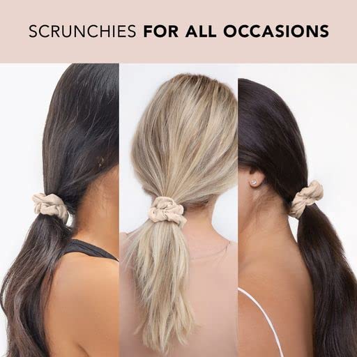 Kitsch Organic Cotton Knit Hair Scrunchies for Women, Elastic Hair Ties for Thick Hair & Thin Hair, Hair Bands, No Pull Hair Ties for Women, Ponytail Holders, Hair Accessories for Women 5pc (Cream)