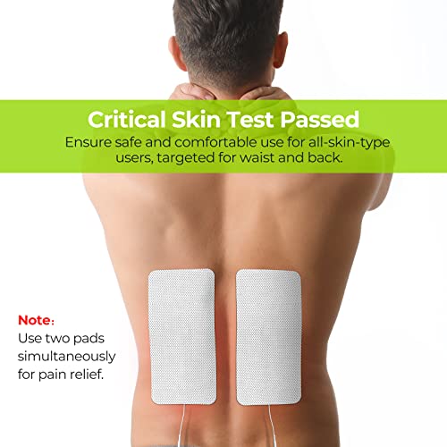 Extra Large Tens Unit Replacement Pads 4'' x 8 (2 Pcs), Premium Reusable Electrodes Latex-Free Tens Patches with Self-Stick Performance for Waist and Lower Back Pain Relief (Non-Irritating)