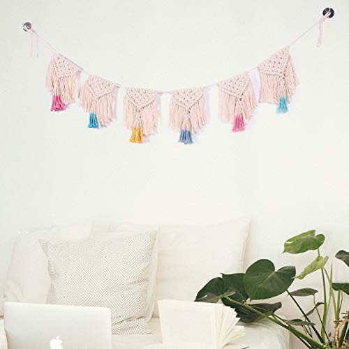 Hand-Woven Tapestry Boho Wall Hanging Decor Cotton Macrame Tassel for Home Décor (rainbow6)