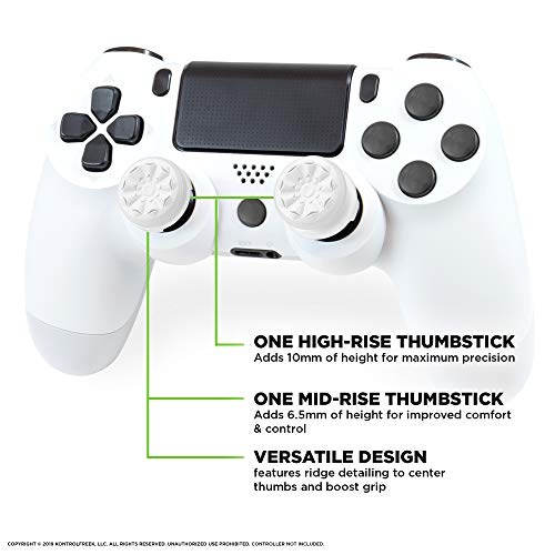FPS Freek Galaxy White for PlayStation 4 (PS4) and PlayStation 5 (PS5) | Performance Thumbsticks | 1 High-Rise, 1 Mid-Rise | White