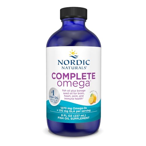 Complete Omega, Lemon Flavor - 8 oz - 1270 mg Omega-3 - EPA & DHA with Added GLA - Healthy Skin, Cognition, Positive Mood - Non-GMO - 48 Servings