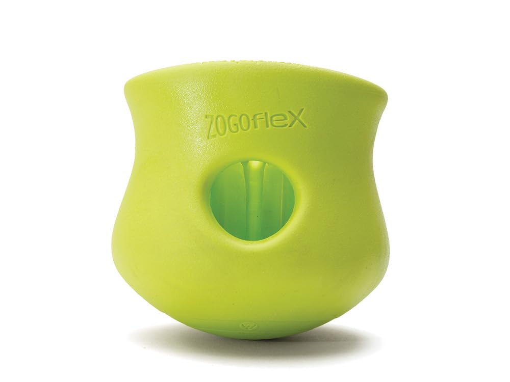 West Paw Zogoflex Toppl Interactive Treat Dispensing Dog Puzzle Play Toy, 100% Guaranteed Tough, It Floats!, Made in USA, Small, Granny Smith
