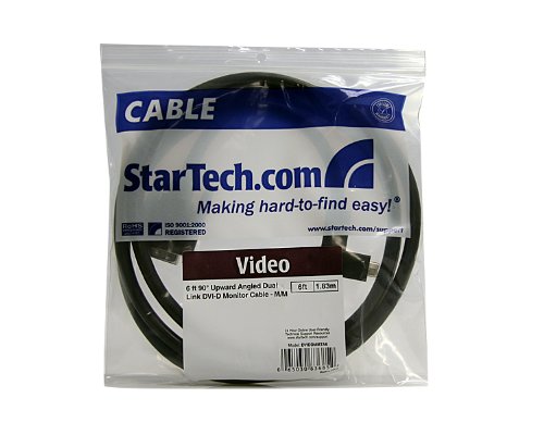 6 ft 90 Degree Upward Angled Dual Link DVI-D Monitor Cable M/M - Male to Male 25 pin DVI-D Video Cable Black 6 Feet 2560x1600 (DVIDDMMTA6)