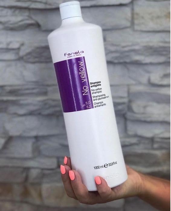 No Yellow Shampoo With Purple Violet Pigments To Eliminate Unwanted Yellow Tones & Brassiness In Platinum, Light Blonde, Gray, Bleached, or Highlighted Hair 1000ml