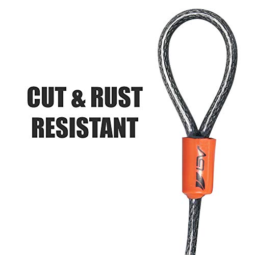 2.5FT Bike Lock Cable with Loops - 5mm (3/16 Inch) Cut-Resistant Braided Steel Cable - Versatile & Weatherproof - Small Security Cable Lock, Security Chain for Padlock, Chain Lock, Wire Lock