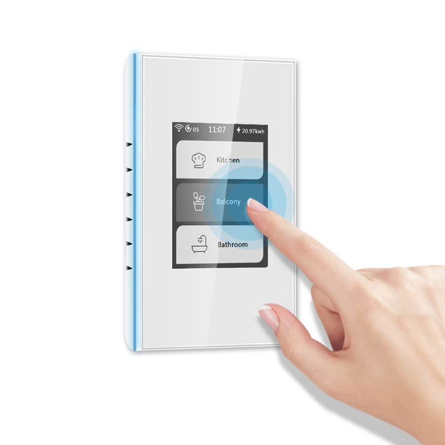 Tuya Smart Life LCD Smart Light Switch, Curtain/1/2/3 Gang 4-Models-in-1 WiFi Touch Smart Switch Supports Alexa & Google Home & Home Assistant, Needs Neutral Wire, No Hub Needed,White