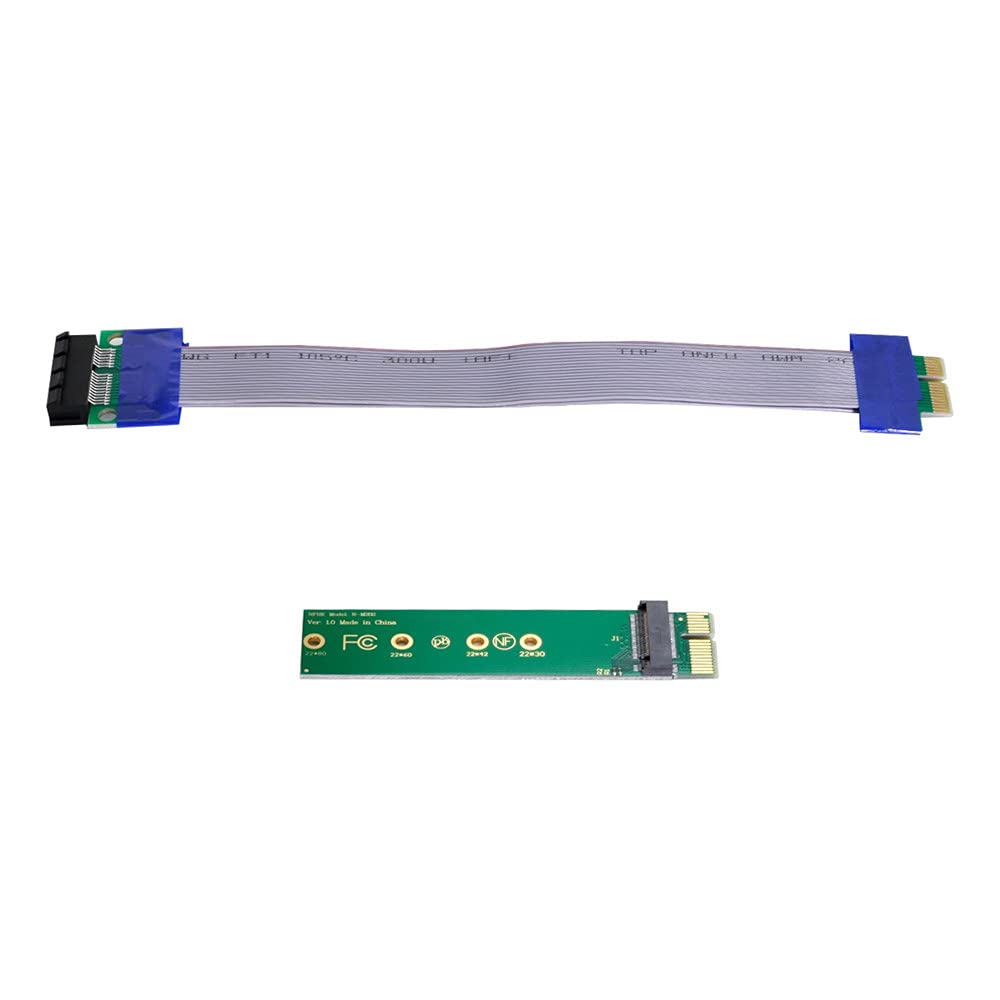 NGFF M-Key NVME AHCI SSD to PCI-E 3.0 1x x1 Vertical Adapter with Cable Male to Female Extension