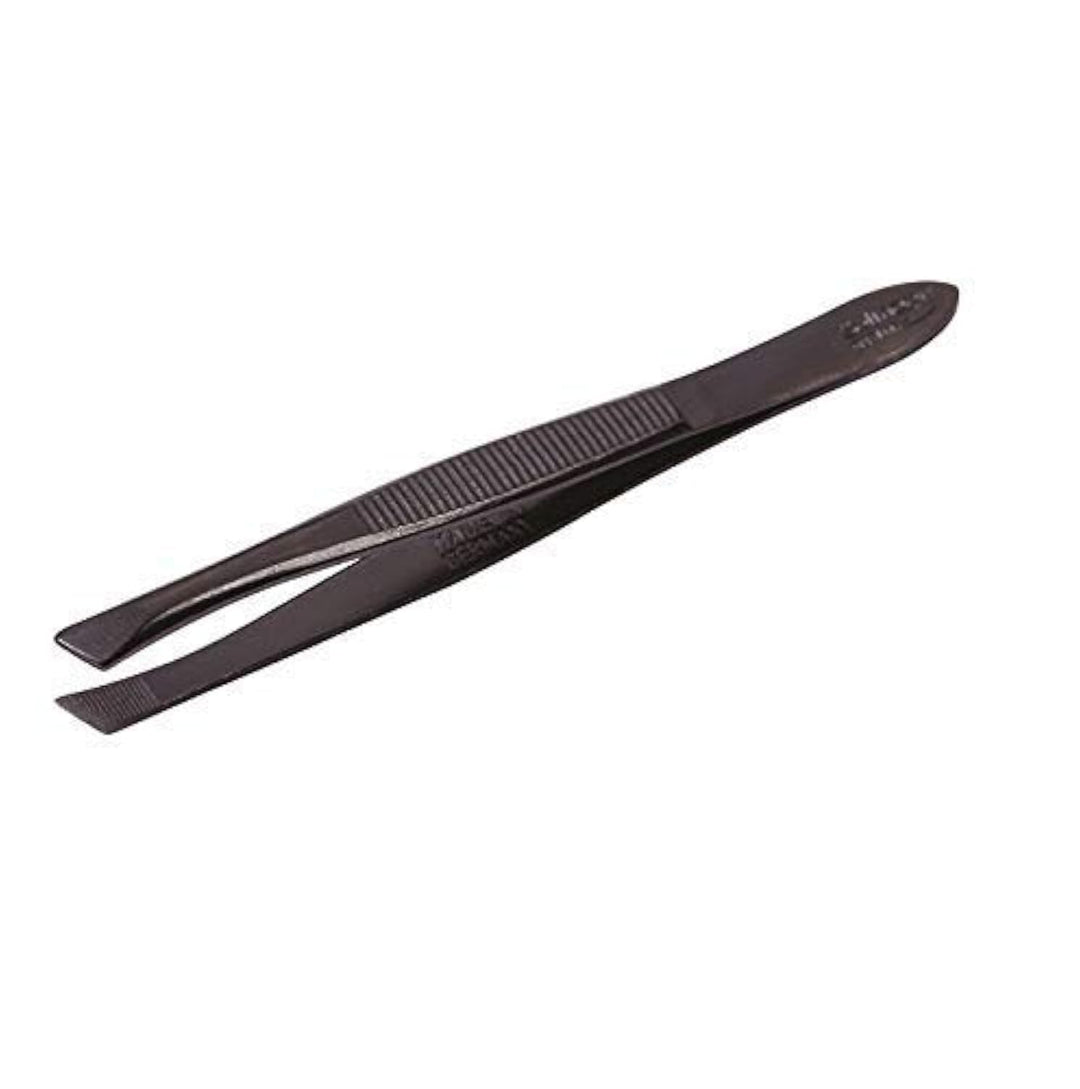 Tweezers 514 Side for Eyebrow Shaping and Facial Hair Removal | Slanted Tip | Professional Stainless Steel | Best Shaped for Eyebrows Extensions Chin Cheek Face| Made in Germany (Black)
