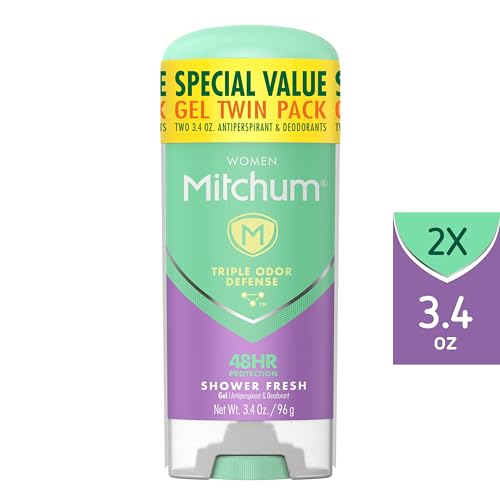 Women's Deodorant, Antiperspirant Stick, Triple Odor Defense Gel, 48 Hr Protection, Shower Fresh, 3.4 Oz (Pack of 2)