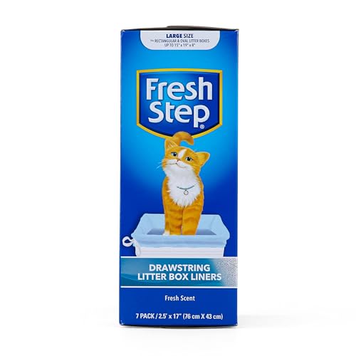 Drawstring Cat Litter Box Liners, Fresh Scent, Size Large,2.5x17 - 7 Count | Kitty Litter Bags, Cat Litter Liners for All Cats To Keep Your Home Clean