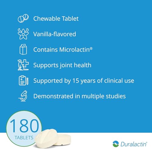 Pharmacal Duralactin Canine Chewable Tablets - Joint Health Supplement for Dogs & Puppies - Contains Milk Protein - Vanilla Flavor - 180 Chews