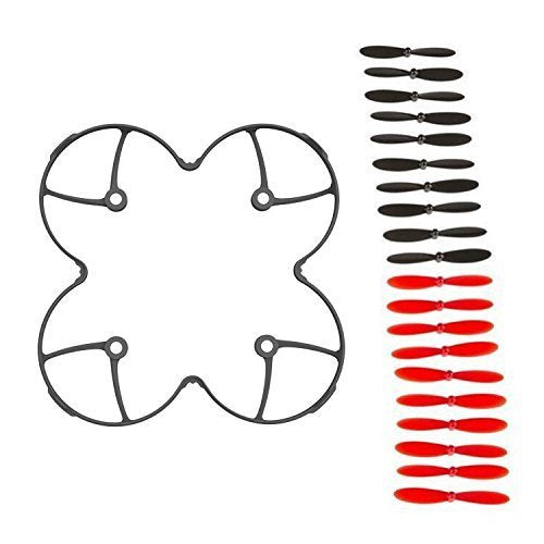 Propeller Blades Protection Guard Cover and Props 5X Sets Compatible X4 H107C H107D Quadcopter - Black/Red