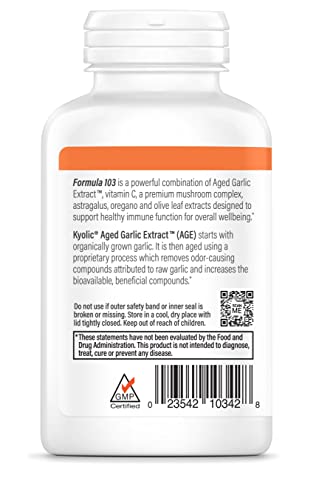 Aged Garlic Extract Formula 103 Immune Support, 200 Capsules (Packaging May Vary)