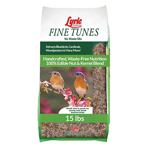 Fine Tunes Wild Bird Seed - No Waste Bird Food Mix - Attracts Bluebirds, Finches, Chickadees & More - 15 lb. Bag