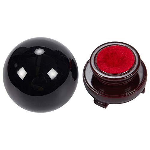 Small Black Obsidian Sphere, 80mm/3.1 Inch Decorative Crystal Ball with Stand for Gothic-Style Home Decor, Meditation, Feng Shui