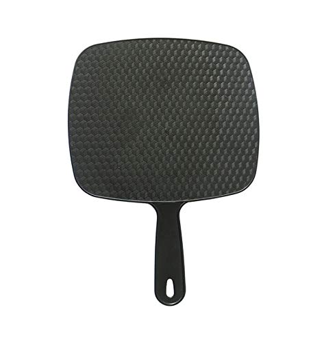 Handheld Mirror with Handle, for Vanity Makeup Home Salon Travel Use (Quadrilateral, Black)