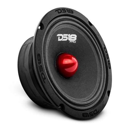 PRO-GM6.4B Midrange Loudspeaker 6.5 Red Aluminum Bullet, 480W Max, 4 Ohms,1.5 Kapton VC Premium Quality Audio Door Speakers for Car or Truck Stereo Sound System (1 Speaker)