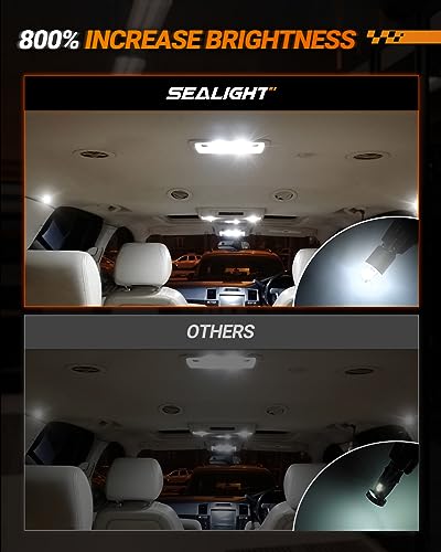 194 LED Bulbs 6000K White, 168 2825 T10 W5W 3030 Bright Chips, Dome Light, Map Door Courtesy License Plate Pack of 10