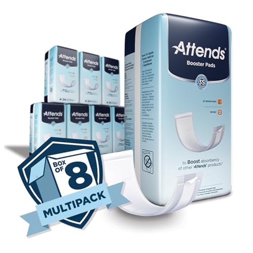 Booster Pads for Adult Incontinence designed to boost absorbency of other products, Unisex, one size, 3.5x11, 24 Count (Pack of 8)