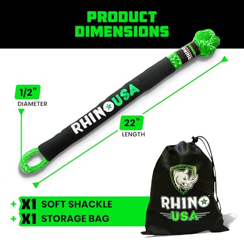Synthetic Soft Shackle Rope (1-Pack) - 1/2 Inch x 22 Inch (44,050lb Min Break Strength) Offroad Soft Shackle Recovery Kit for Truck, UTV, ATV - Compatible with Jeep, Toyota, Ford & More!