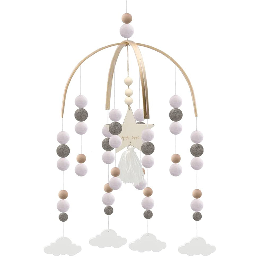 Cloud Crib Mobile,Mobiles for Crib,Handmade Nursery Mobiles,Wall Hanging Decor Baby Crib Mobile for Ceiling Mobile Fiber Wall Art(Gray-Clouds)