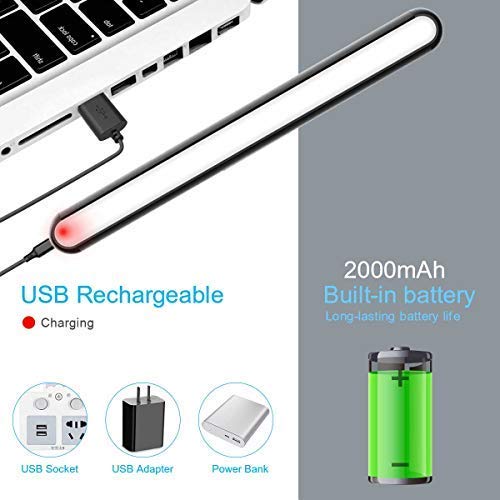 Rechargeable Light Bar, 3W Touch Light Built-in 2000mAh Battery and Stick Magnet Mount, for Reading, Closet, Cabinet, Makeup Mirror, Bedside, Study Light