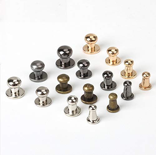 50 Set Alloy Round Head Button Studs Rivets Screwback Screw Stud Spot Nail Rivet Repairs Replacement for DIY Leather Craft Bag Belt Wallet Handbag Decoration Accessories (Silver 6mm)