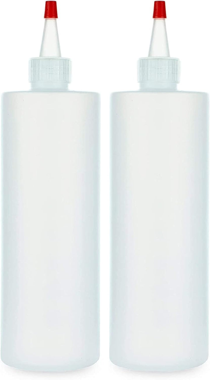 Empty Squeeze Bottles 16 OZ, 2 PACK Squirt Containers with Red Top, BPA Free for Condiments, Syrup, Ketchup, Sauces, Dressing, Oil, Honey | Arts and Crafts - Leak Proof - Kitchen