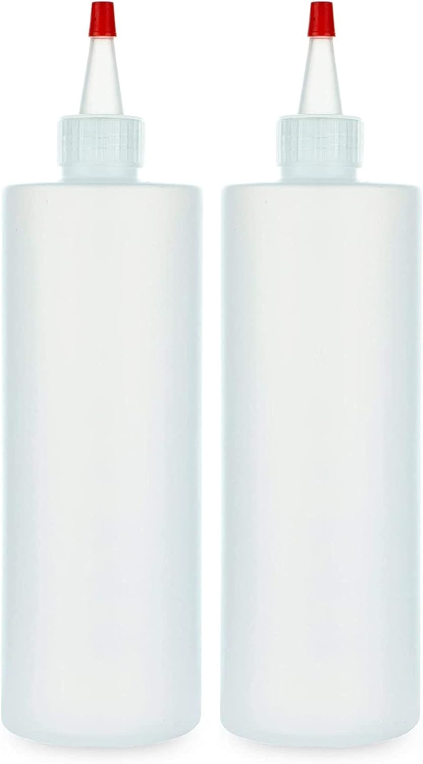 Empty Squeeze Bottles 16 OZ, 2 PACK Squirt Containers with Red Top, BPA Free for Condiments, Syrup, Ketchup, Sauces, Dressing, Oil, Honey | Arts and Crafts - Leak Proof - Kitchen