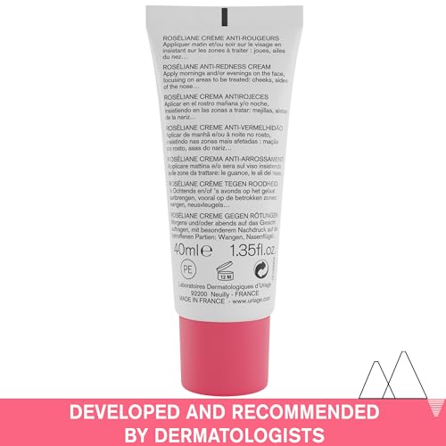 Roseliane Redness Relief Face Cream 1.35 fl.oz. | Hydrating Moisturizer for Sensitive Skin Prone to Redness | Soothes and Decrease visible Redness | Makeup Base, Non Comedogenic