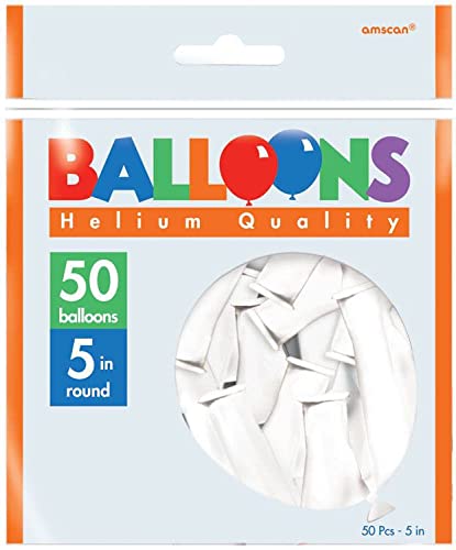 Plain Round Latex Balloons | White Silk | Pack of 50 | Party Decor, 5