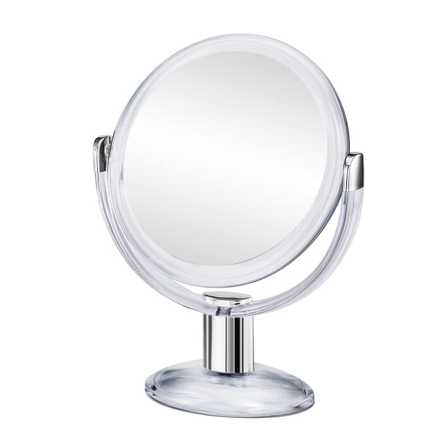 Double Sided Magnifying Makeup Mirror, 1X & 10X Magnification with 360 Degree Rotation- Clear & Transparent