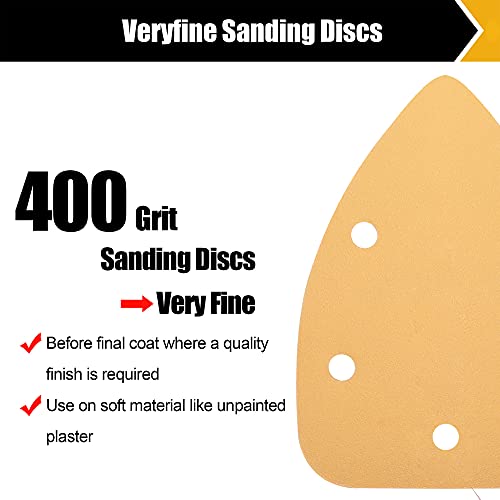 30 Pcs Mouse Sander Sandpaper, 400 Grit Detail Sander Sandpaper Hook and Loop Sandpaper Mouse Sander Pad for Detail Sander 5 Inch 5 Holes