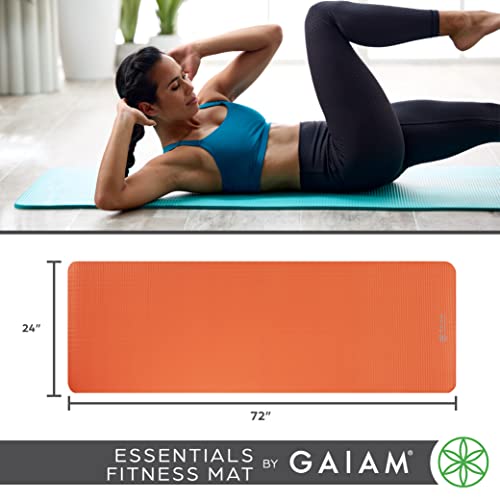 Essentials Thick Yoga Mat Fitness & Exercise Mat with Easy-Cinch Carrier Strap, Purple, 72L X 24W X 2/5 Inch Thick, 10mm