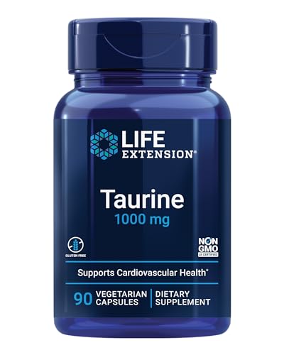 Taurine, Pure Taurine Amino Acid Supplement, Heart, Liver and Brain Health, Longevity, Muscle and Exercise, 1000 mg dose, Non-GMO, Gluten-Free, Vegetarian, 90 Vegetarian Capsules
