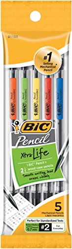 Xtra-Life Mechanical Pencil, Clear Barrel, Medium Point (0.7mm), 5-Count