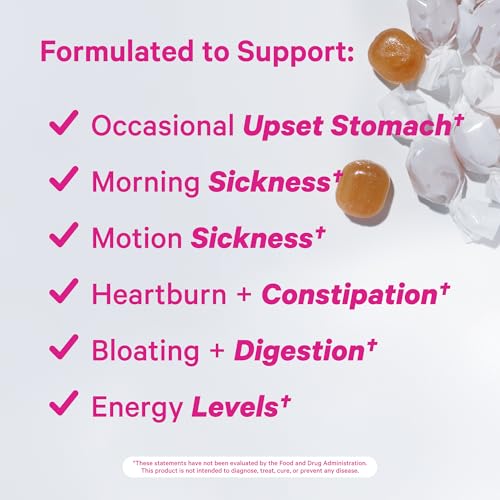 Morning Sickness Sweets, Organic Mango Ginger Candy with Vitamin B6 for Morning Sickness, Motion Sickness, Prenatal Heartburn - Pregnancy Must Haves - 30 Wrapped Drops