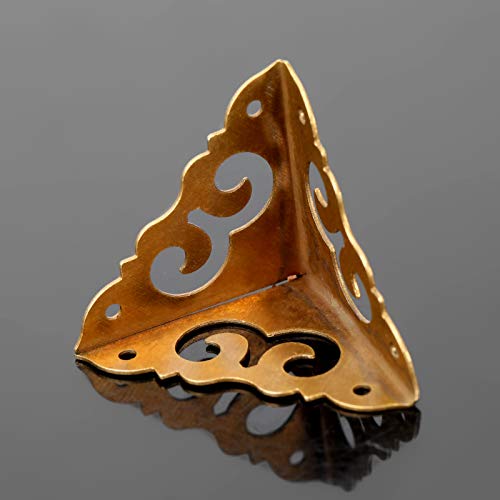 4Pcs Brass Box Corner Protectors Edge Safety Guards Cabinet Furniture Desk Wooden Jewelry Box Corner Bumpers, 1.18x1.18x1.18
