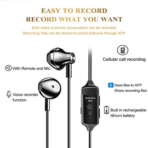 Phone Recorder Bluetooth Call Voice Recording Headset Skype Facebook Whatsapp Video Audio Recording only for iPhone (3.5 mm Plug)