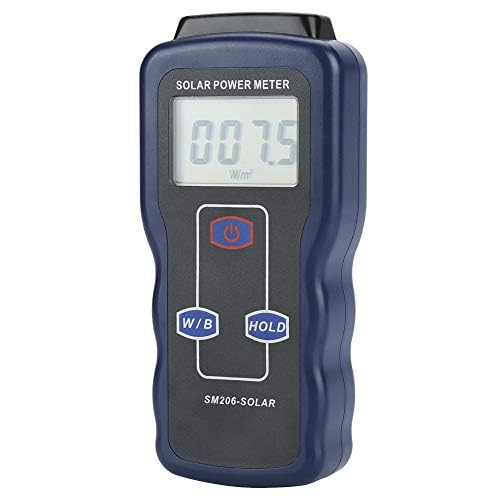Solar Power Meter Digital Solar Power Meter Sunlight Meter Sun Light Radiation Measuring for Radiations Measuring Testing Instrument Solar Power Radiation Meter W/m²&Btu Two Units