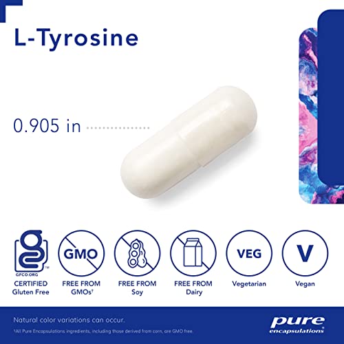 L-Tyrosine - Amino Acid Supplement - for Brain Support, Dopamine & Thyroid Function* - Vegan & Non-GMO - 90 Capsules