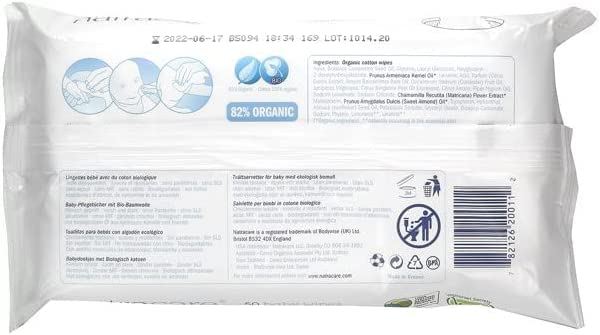 Organic Cotton Baby Wipes, 50-Count Packages (Pack of 4)