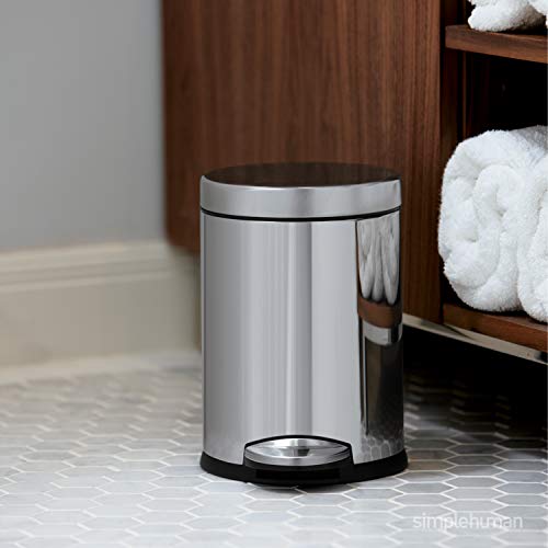 4.5 Liter / 1.2 Gallon Round Bathroom Step Trash Can, Brushed Stainless Steel