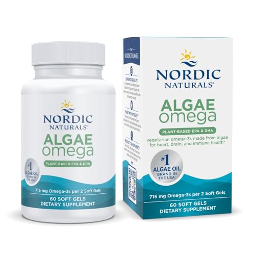 Algae Omega - 60 Soft Gels - 715 mg Omega-3 - Certified Vegan Algae Oil - Plant-Based EPA & DHA - Heart, Eye, Immune & Brain Health - Non-GMO - 30 Servings