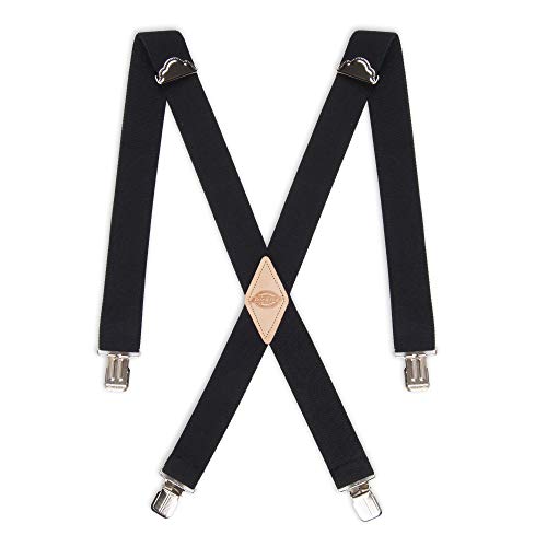 mens 1-1/4 Solid Straight Clip apparel suspenders, Black, One Size US