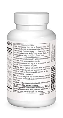 Essential Enzymes 500mg Bio-Aligned Multiple Supplement Herbal Defense for Digestion, Gas & Constipation Relief - Strong Immune System Support* - 120 Capsules