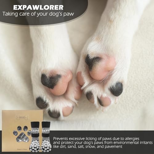 6Pcs Anti-Slip Dog Socks to Prevent Licking Paws,Dog Shoes for Hot/Cold Pavement,Best Paw Protector Traction Control on Hardwood Floor,Dog Booties for Puppy Small Medium Large Senior Dogs